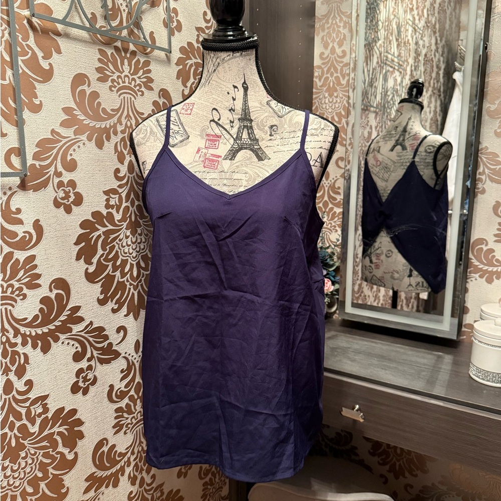 Purple Spaghetti Strap Top with Twist Back